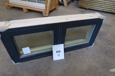 Wood / aluminum window, Anthracite / white, H50xW115.4 cm, frame width 14.8 cm, inward, with fixed frame, 3-layer glass.
