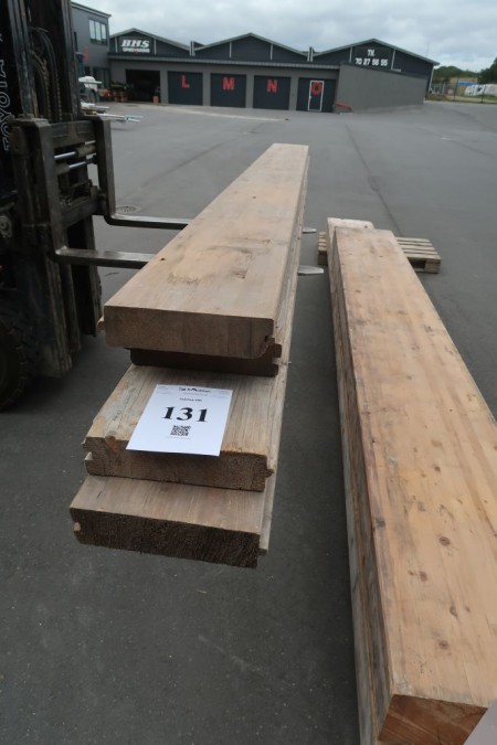 4 stk. limtræsbjælker med fer og not, 8x30,5 cm, længde 398, 405, 420, 430 cm