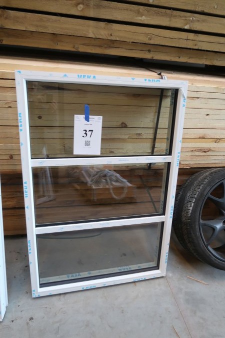 Plastic window, white / white, 90xH130 cm, frame width 11.5 cm, with fixed frame