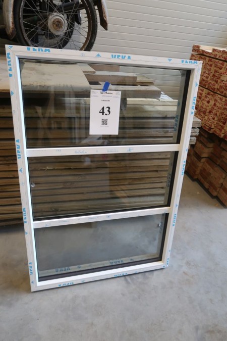 Kunststofffenster, weiß / weiß, 90xH130 cm, Rahmenbreite 11,5 cm, mit festem Rahmen. Modell Foto