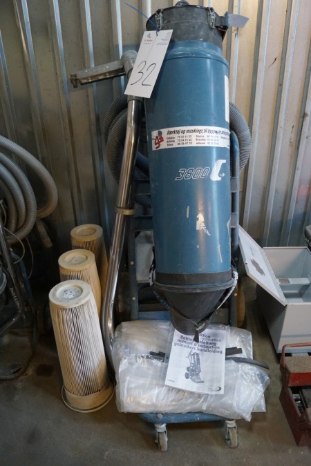 Industrial vacuum cleaner brand Dustcontrol 3800 C with 3 filters and extra bags tested ok