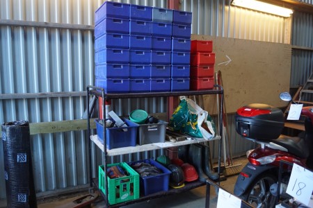 Trolley with tools, lifting gear, assortment boxes.
