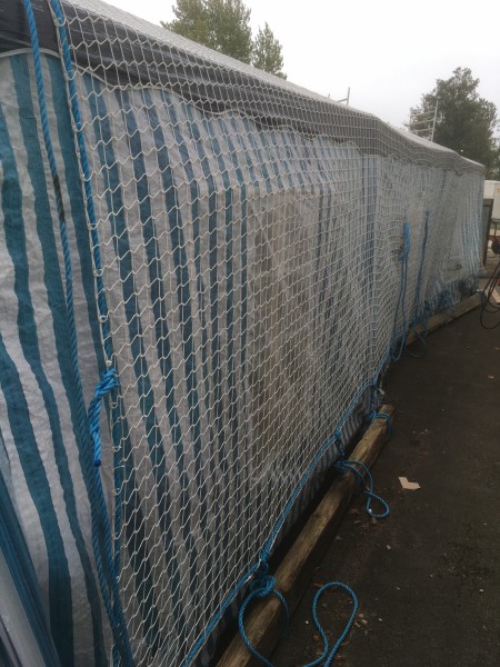 Fall protection net for scaffolding and similar width 6X9 Meter. max working height 6 meters. And ground clearance 2 meters.