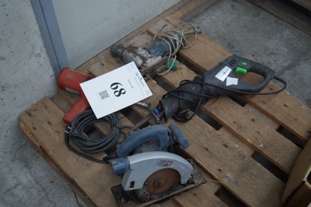 Diverse elværktøj heriblandt stiksav mm 