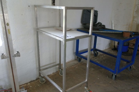 Steel Roller Trolley stainless steel with 2 shelves