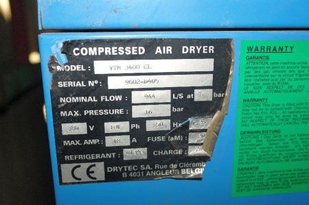 Searle kølekompressor model: VTM 3400CL. Serie nr. 9602-D405