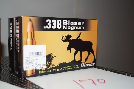 338 Blaser Magnum 40 pcs, Barnes TTSX 13.6 grams.