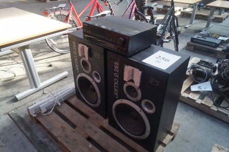 2 speakers, brand: Jamo, model: D265, works + Pioneer amplifier, model: VSX-405RDS MK2, works + 4 lamps.