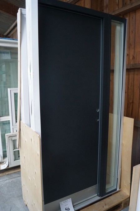 Wooden / aluminum door with window part. 115 * 218 cm.
