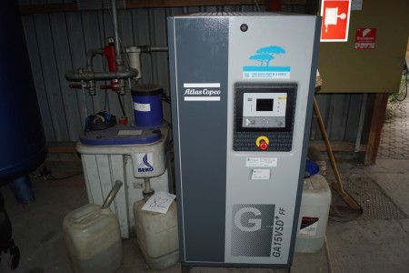 Atlas Copco GA15VSD timer 9110 last inspection 10 month 18 with BEKO refrigerator. And 1200 liters of pressure tank.