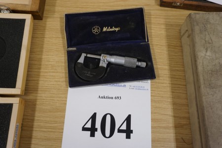 Målebrille, mærke:Mitutoyo, 0-25mm,0,01mm.