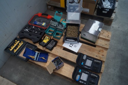 Various assortment boxes + bench grinder.