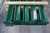 Palettenregal mit 3 Giebeln, 450 cm x 110 cm + 20 grüne Lieferwagen, max. 3 x 1000 kg, Länge 275 cm + 6 Stück Spanplatte, B: 100 cm, L: 273 cm.
