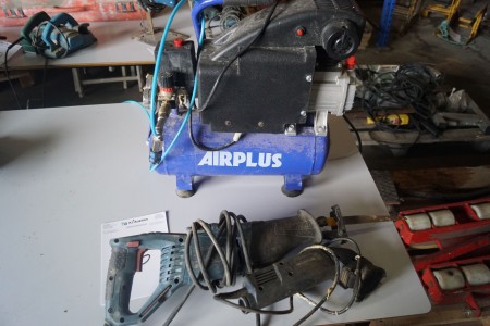Airplus Kompressor + Bajonetsav og slibemaskine.