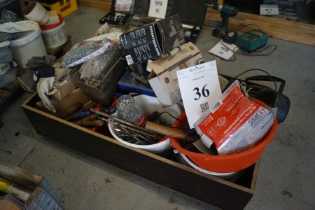 1 box of different hand tools, etc.