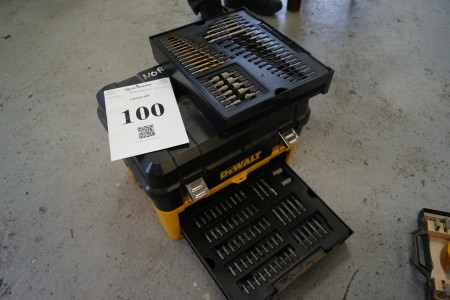 Dewalt box with drill assortment and bits.