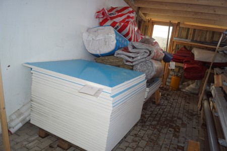 Lot of new PVC sheets 1250x1250x30 mm prepared for cold store on ships piece 40 + various insulation residues.