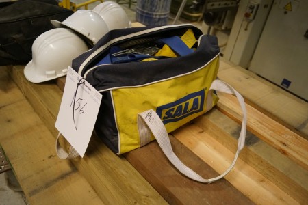 Bag with fall protection equipment.