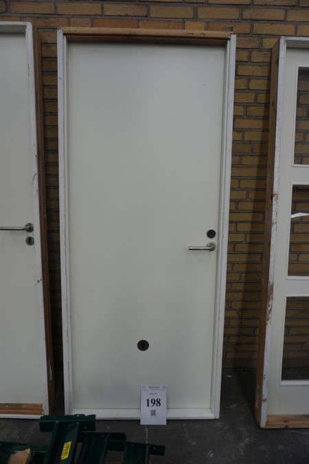 Wooden door with frame, b: 89cm, h: 210cm.