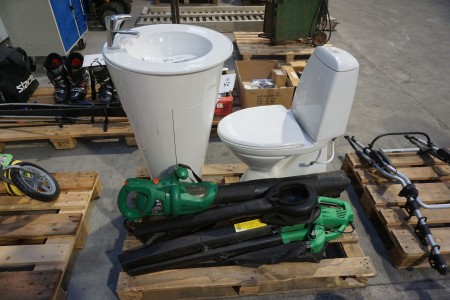 Waschbecken 85 * 54 cm + Toilette + Staubsauger.