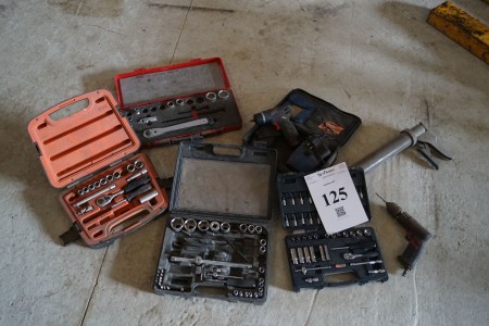 Various assortment boxes with top wrench screwdrivers, etc.