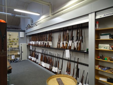 Safety cabinets with shelving for rifles and ammunition Can be picked up by agreement in November, length 9.30 meters height 270 cm
