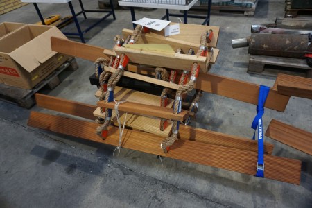 Rope ladder 9m with rubber starting step made with hemp rope and hard wood step (solder ladder).