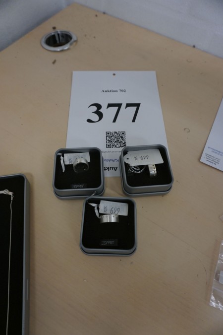 3 stk fingerringe fra ESPRIT ubrugt 925 sterlingsølv