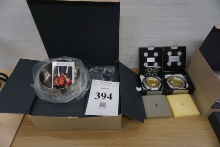 Georg Jensen Salad bowl with cutlery and 2 weather stations / watch, new and unused.