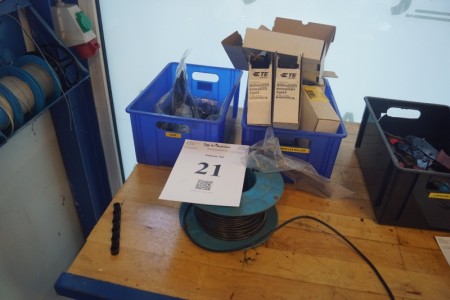 Cable on drum, box with tape and box with crimp tape