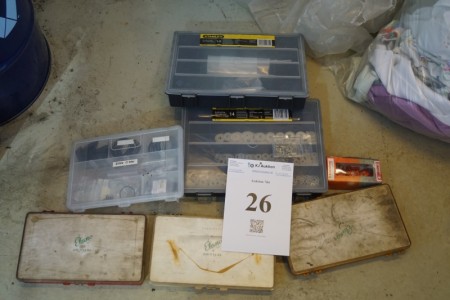 Various assortment boxes with content