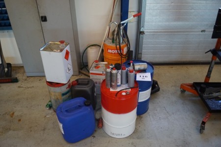 Various containers without contents and brake detergent