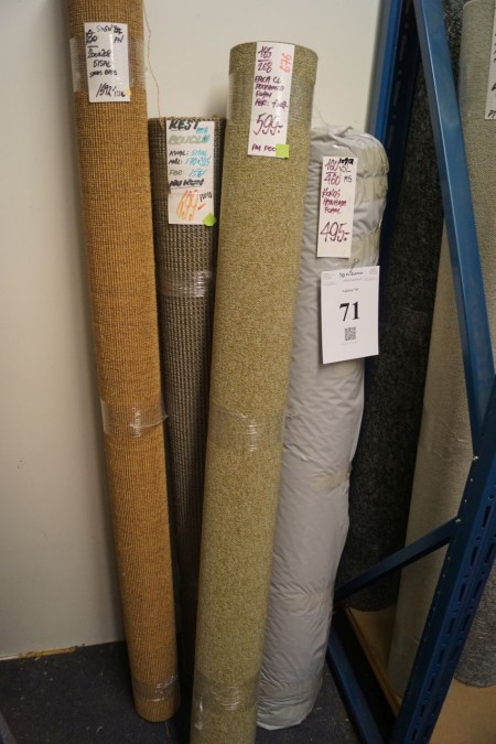 4 ruller tæpper. Kokus og sisal + 1 stk. epoka. Ca. 20 cm^2 