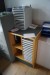 3 wooden shelves + 1 steel filing cabinet.