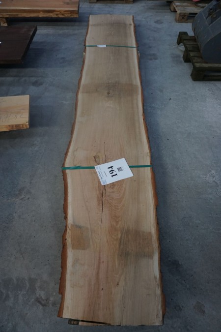 Untreated oak planks dried indoors for 2 years L 324 cm and B approx. 55 cm and 60 mm thick