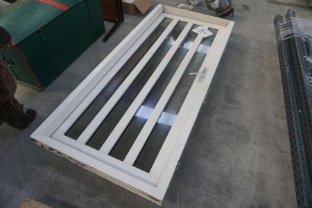 Plastic door with frame, tabs for missing hinges, total height 214, total width 95.5