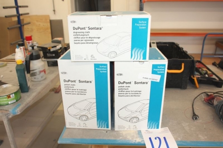 2 kasser med Dupont Sontara polerklude + kasse med Dupont affedtningsklude.