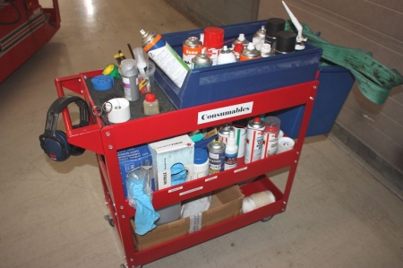 Utility Trolley including content various consumables etc.
