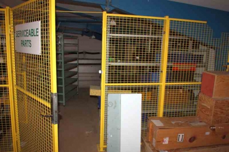 Storage rooms with grille and steel shelving