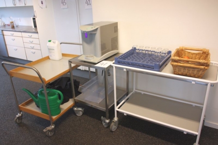 2 trolleys + trolley with Cosmetal water dispenser