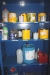 Gerdmans Fluid Storage Cabinet with extraction and collection tray including content various oils + Blika steel cabinet including content + various petroleum products along the wall