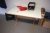 Whiteboard, desk with (2) drawer cabinets +  office chair + (2) bookcases + (2) Pictures