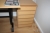 Electrical sit / stand desk + drawer cabinet + office chair + 4 pictures