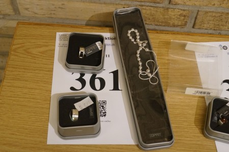 1 Halskette + 2 Fingerringe aus unbenutztem 925er Sterlingsilber von ESPRIT