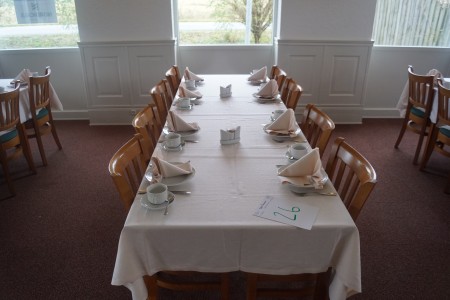6 pcs tables 120x80 with 24 chairs with tablecloth and frame.
