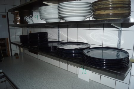 Various serving dishes on shelf