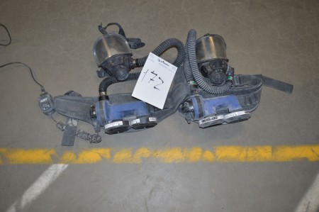 Åndedrætsværn Proflow 2SC 2stk, 1stk lader, masker og lader er afprøvet og OK kun lidt brugte  ny pris ca 25000