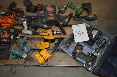 Lot of various battery drill parts spare many chargers and batteries