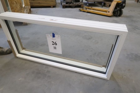 Wooden / aluminum window, white / white, W130xH56.5 cm, frame width 13 cm. model Photo