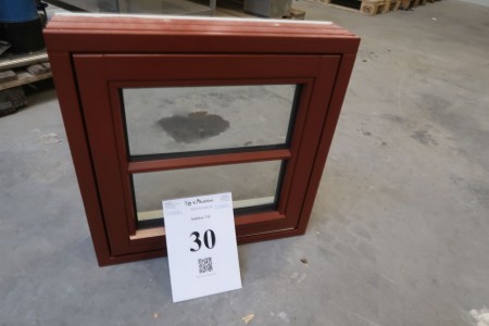 Wooden window red-brown / white, W50xH50 cm, frame width 13 cm